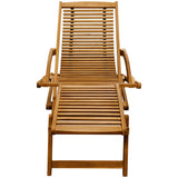 NNEVL Deck Chair with Footrest Solid Acacia Wood