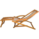 NNEVL Deck Chair with Footrest Solid Acacia Wood