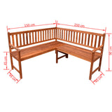 NNEVL Garden Corner Bench 150 cm Solid Acacia Wood