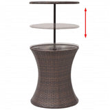 NNEVL Ice Cooler Bucket Table 50x60 cm Brown Poly Rattan