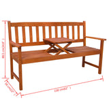 NNEVL Garden Bench with Pop-up Table 158 cm Solid Acacia Wood