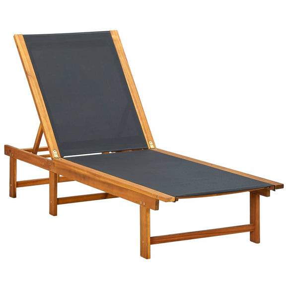 NNEVL Sun Lounger Solid Acacia Wood and Textilene