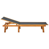 NNEVL Sun Lounger with Table Solid Acacia Wood and Textilene