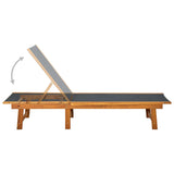 NNEVL Sun Lounger with Table Solid Acacia Wood and Textilene