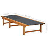 NNEVL Sun Lounger with Table Solid Acacia Wood and Textilene