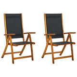 NNEVL Folding Garden Chairs 2 pcs Solid Acacia Wood and Textilene
