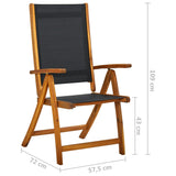 NNEVL Folding Garden Chairs 2 pcs Solid Acacia Wood and Textilene