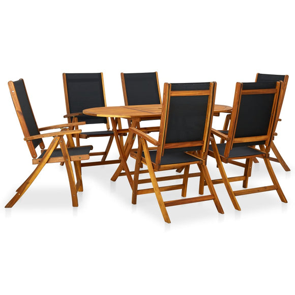 NNEVL 7 Piece Outdoor Dining Set Solid Acacia Wood