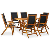 NNEVL 7 Piece Outdoor Dining Set Solid Acacia Wood