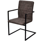 NNEVL Cantilever Dining Chairs 4 pcs Brown Faux Leather