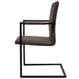 NNEVL Cantilever Dining Chairs 6 pcs Brown Faux Leather
