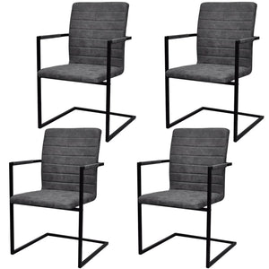 NNEVL Cantilever Dining Chairs 4 pcs Grey Faux Leather