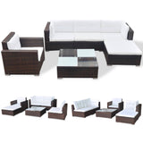 NNEVL 6 Piece Garden Lounge Set with Cushions Poly Rattan Brown