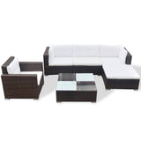 NNEVL 6 Piece Garden Lounge Set with Cushions Poly Rattan Brown