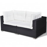 NNEVL 6 Piece Garden Lounge Set with Cushions Poly Rattan Black