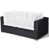 NNEVL 10 Piece Garden Lounge Set with Cushions Poly Rattan Black