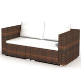 NNEVL 10 Piece Garden Lounge Set with Cushions Poly Rattan Brown
