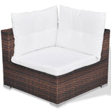 NNEVL 10 Piece Garden Lounge Set with Cushions Poly Rattan Brown
