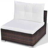 NNEVL 10 Piece Garden Lounge Set with Cushions Poly Rattan Brown