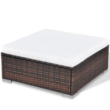 NNEVL 10 Piece Garden Lounge Set with Cushions Poly Rattan Brown