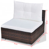 NNEVL 10 Piece Garden Lounge Set with Cushions Poly Rattan Brown