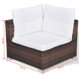 NNEVL 10 Piece Garden Lounge Set with Cushions Poly Rattan Brown
