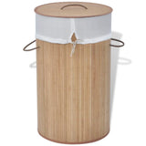 NNEVL Bamboo Laundry Bin Round Natural