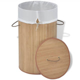 NNEVL Bamboo Laundry Bin Round Natural