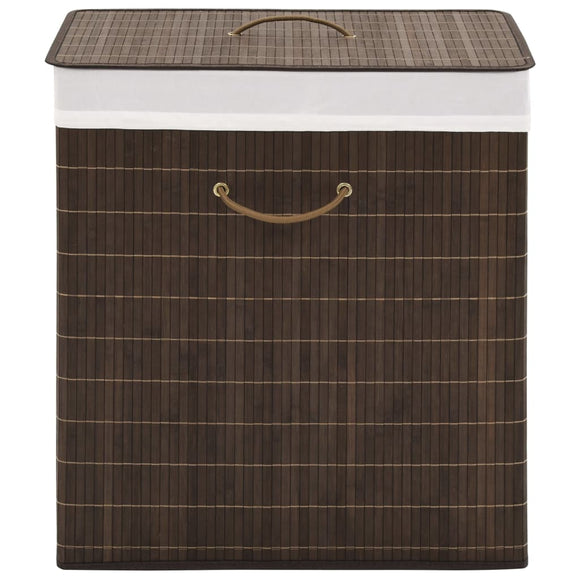 NNEVL Bamboo Laundry Bin Rectangular Dark Brown