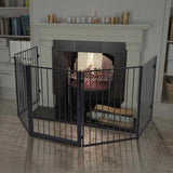 NNEVL Pet Fireplace Fence Steel Black