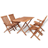 NNEVL 5 Piece Folding Outdoor Dining Set Solid Teak Wood