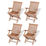 NNEVL 5 Piece Folding Outdoor Dining Set Solid Teak Wood