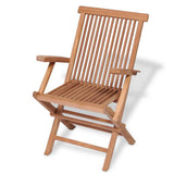 NNEVL 5 Piece Folding Outdoor Dining Set Solid Teak Wood