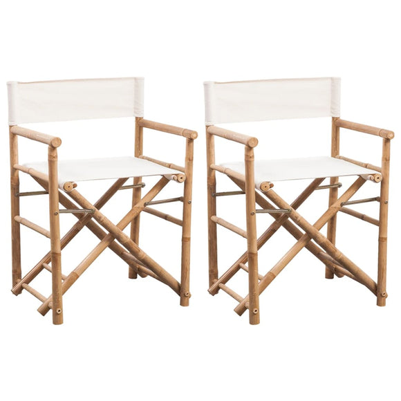 NNEVL Folding Director's Chair 2 pcs Bamboo and Canvas