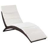 NNEVL Folding Sun Lounger with Cushion Poly Rattan Brown