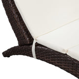 NNEVL Folding Sun Lounger with Cushion Poly Rattan Brown