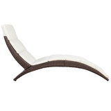 NNEVL Folding Sun Lounger with Cushion Poly Rattan Brown