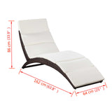 NNEVL Folding Sun Lounger with Cushion Poly Rattan Brown