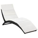 NNEVL Folding Sun Lounger with Cushion Poly Rattan Black
