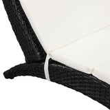 NNEVL Folding Sun Lounger with Cushion Poly Rattan Black