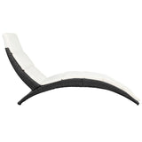 NNEVL Folding Sun Lounger with Cushion Poly Rattan Black