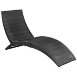 NNEVL Folding Sun Lounger with Cushion Poly Rattan Black