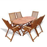 NNEVL 7 Piece Outdoor Dining Set Solid Acacia Wood