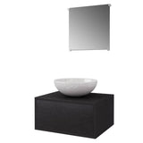 NNEVL Three Piece Bathroom Furniture and Basin Set Black