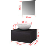 NNEVL Three Piece Bathroom Furniture and Basin Set Black