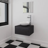 NNEVL Three Piece Bathroom Furniture and Basin Set Black