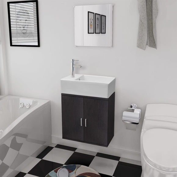 NNEVL Three Piece Bathroom Furniture and Basin Set Black