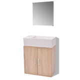 NNEVL Three Piece Bathroom Furniture and Basin Set Beige