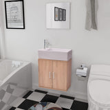 NNEVL Three Piece Bathroom Furniture and Basin Set Beige