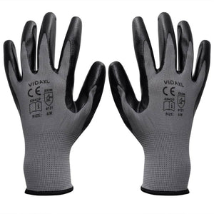 NNEVL Work Gloves Nitrile 24 Pairs Grey and Black Size 8/M
